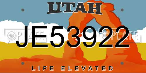 JE53922 Utah License Plate