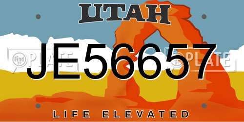 JE56657 Utah License Plate