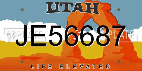 JE56687 Utah License Plate