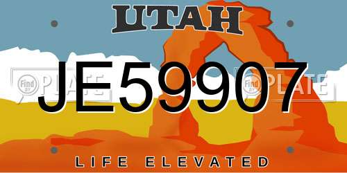JE59907 Utah License Plate