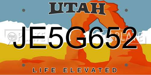 JE5G652 Utah License Plate