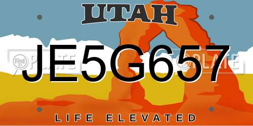 JE5G657 Utah License Plate