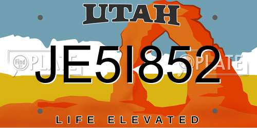 JE5I852 Utah License Plate