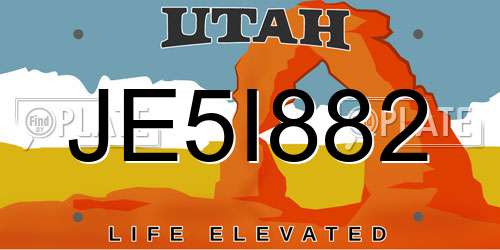 JE5I882 Utah License Plate