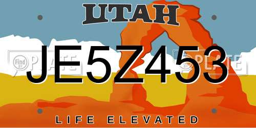 JE5Z453 Utah License Plate