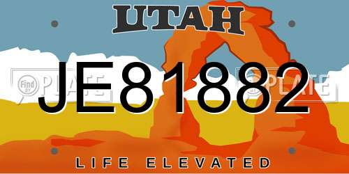 JE81882 Utah License Plate