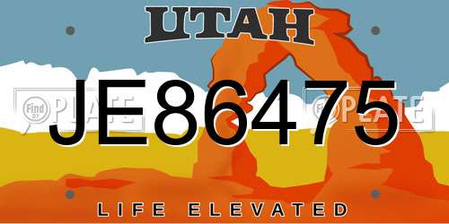 JE86475 Utah License Plate