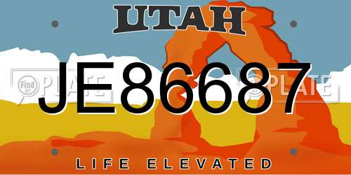 JE86687 Utah License Plate