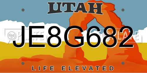 JE8G682 Utah License Plate