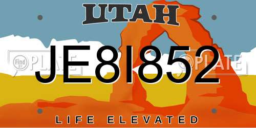 JE8I852 Utah License Plate