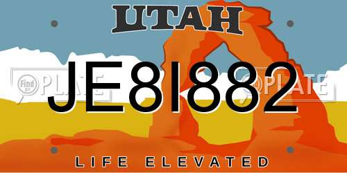 JE8I882 Utah License Plate