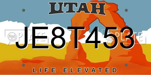 JE8T453 Utah License Plate