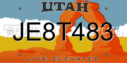 JE8T483 Utah License Plate