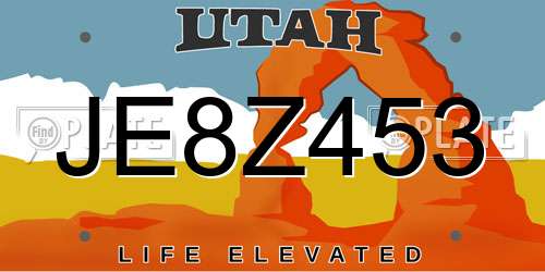 JE8Z453 Utah License Plate