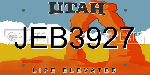 JEB3927 Utah License Plate