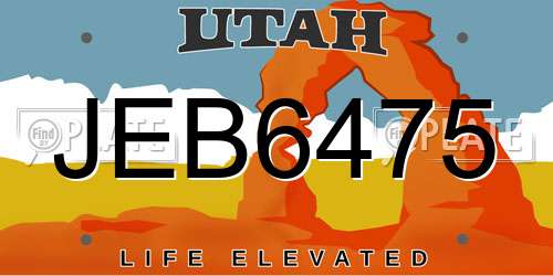 JEB6475 Utah License Plate
