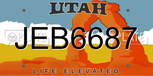 JEB6687 Utah License Plate