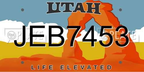 JEB7453 Utah License Plate