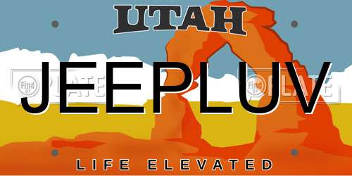 JEEPLUV Utah License Plate