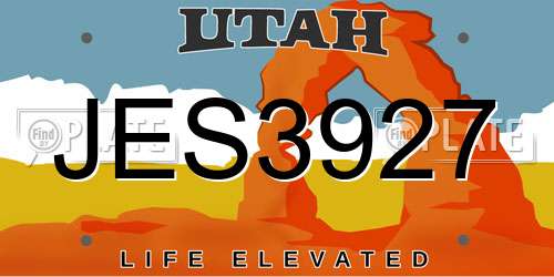 JES3927 Utah License Plate