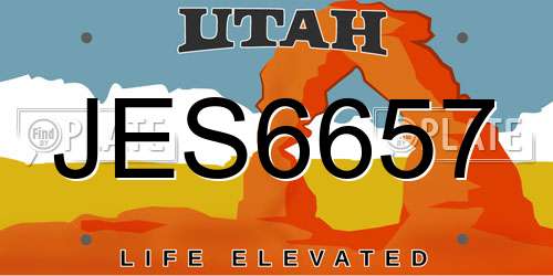 JES6657 Utah License Plate