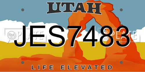 JES7483 Utah License Plate