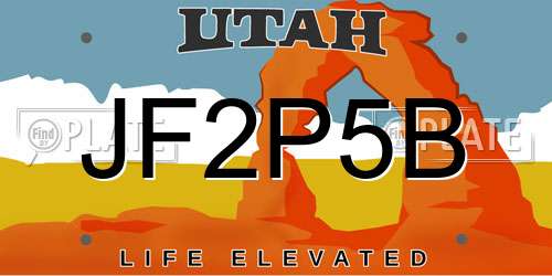 JF2P5B Utah License Plate