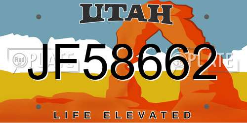JF58662 Utah License Plate