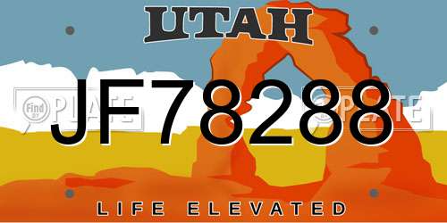 JF78288 Utah License Plate
