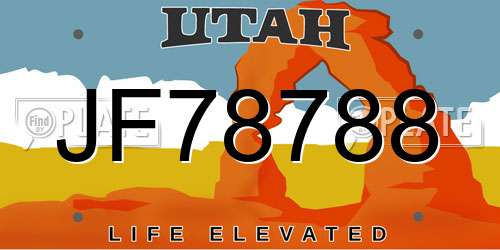 JF78788 Utah License Plate