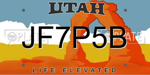 JF7P5B Utah License Plate
