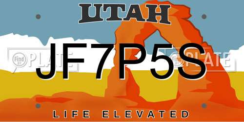 JF7P5S Utah License Plate