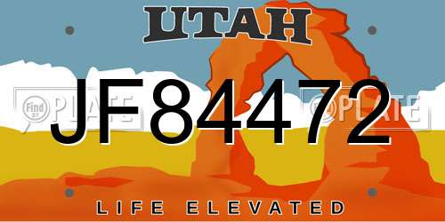 JF84472 Utah License Plate