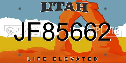 JF85662 Utah License Plate