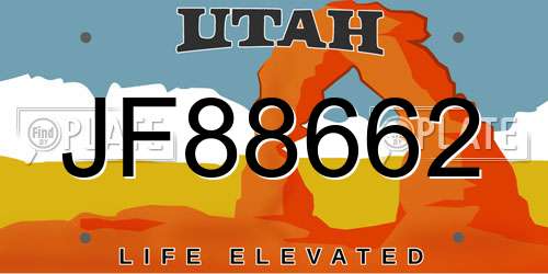JF88662 Utah License Plate