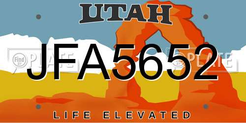 JFA5652 Utah License Plate