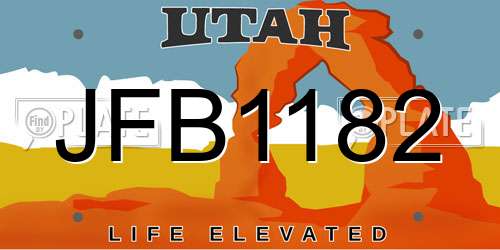 JFB1182 Utah License Plate