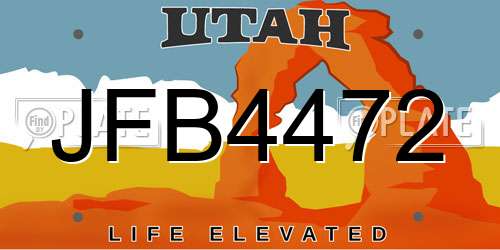 JFB4472 Utah License Plate
