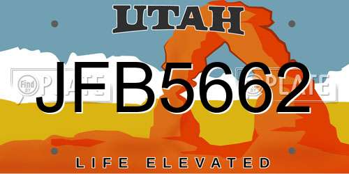 JFB5662 Utah License Plate