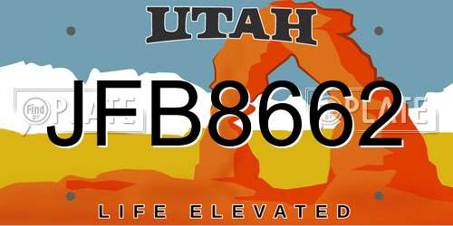JFB8662 Utah License Plate