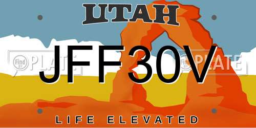 JFF30V Utah License Plate