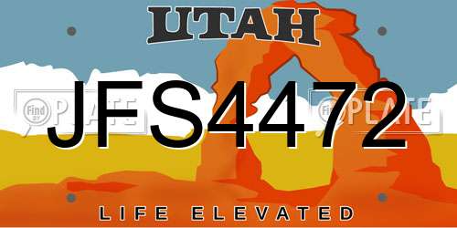 JFS4472 Utah License Plate