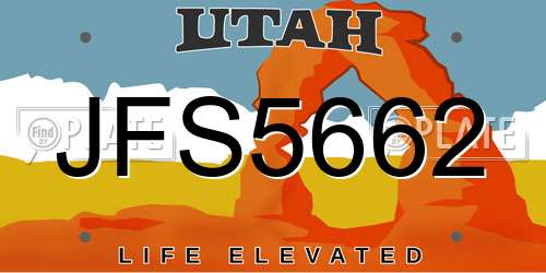 JFS5662 Utah License Plate