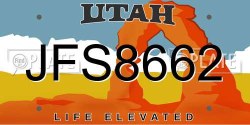 JFS8662 Utah License Plate