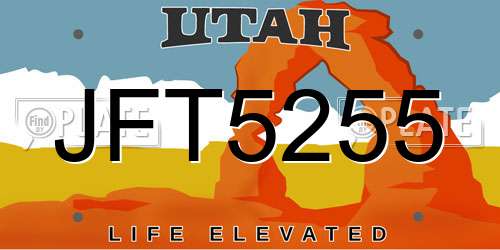 JFT5255 Utah License Plate