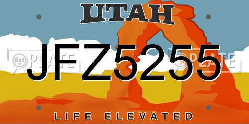 JFZ5255 Utah License Plate