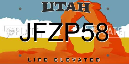 JFZP58 Utah License Plate