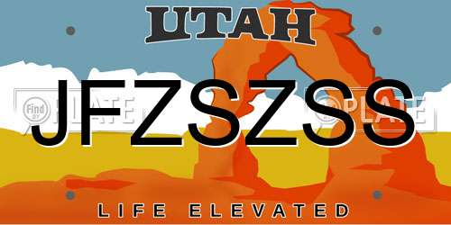 JFZSZSS Utah License Plate