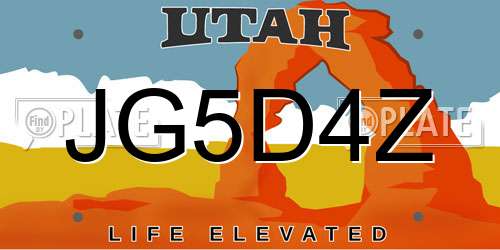 JG5D4Z Utah License Plate