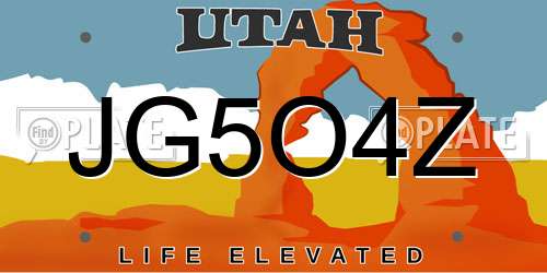 JG5O4Z Utah License Plate